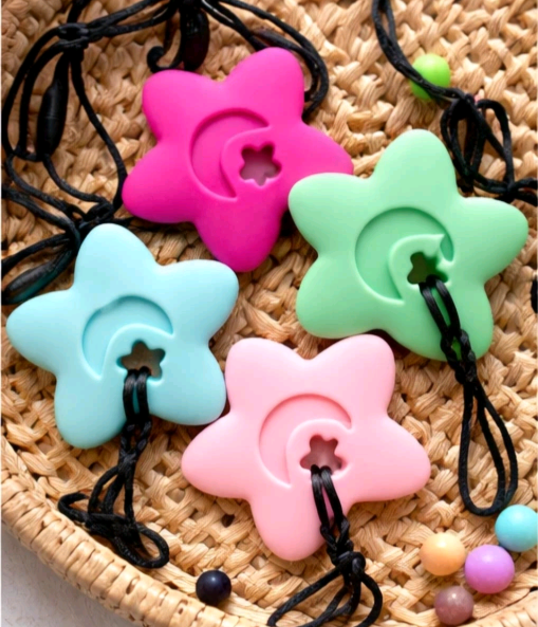 Sensory Star Chew Necklace Autism ADHD Kids Adults BPA Free Silicone Toy Safe