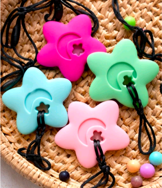 Sensory Star Chew Necklace Autism ADHD Kids Adults BPA Free Silicone Toy Safe