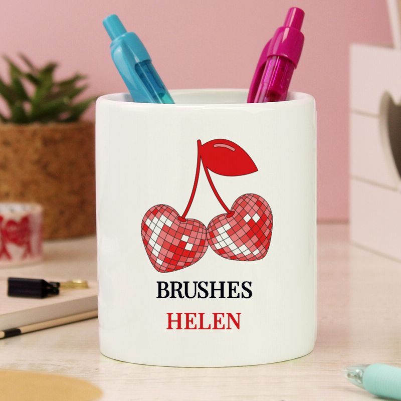 Personalised Cherry Make Up Brush Holder