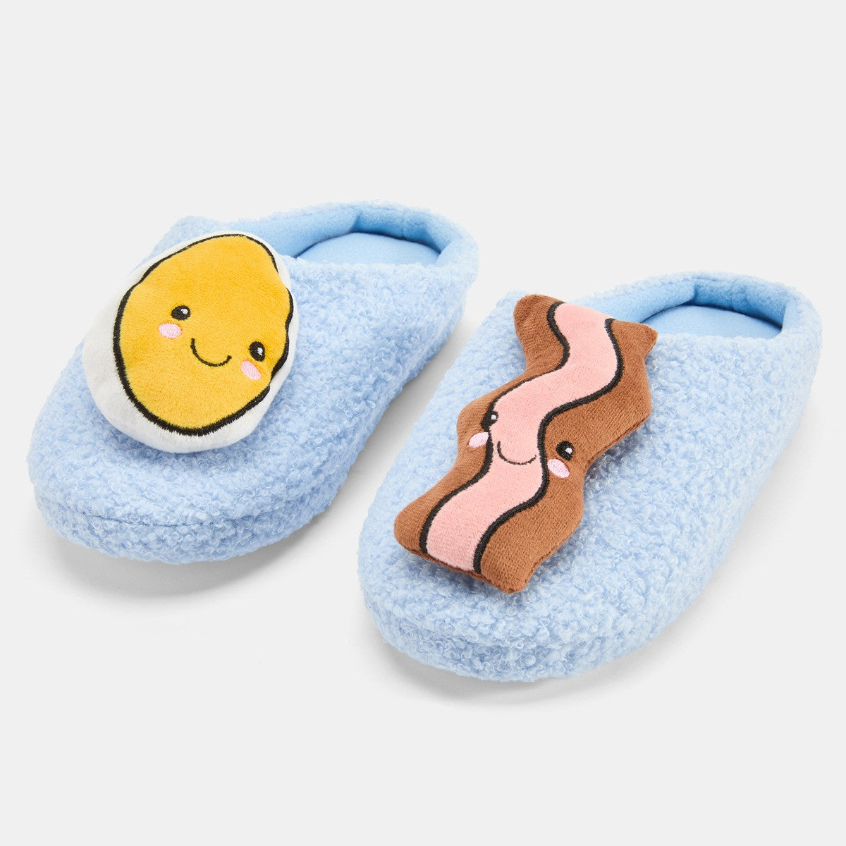 & Bacon Boucle Slippers, Blue
