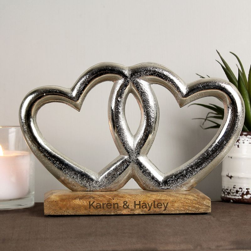 Personalised Free Text Double Heart Ornament