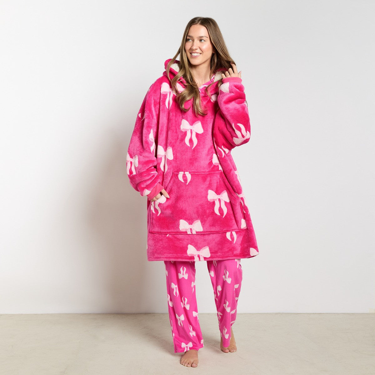 Bow Print Hoodie Blanket