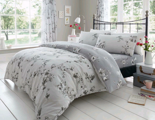 Spring Blossom Duvet Set - Grey
