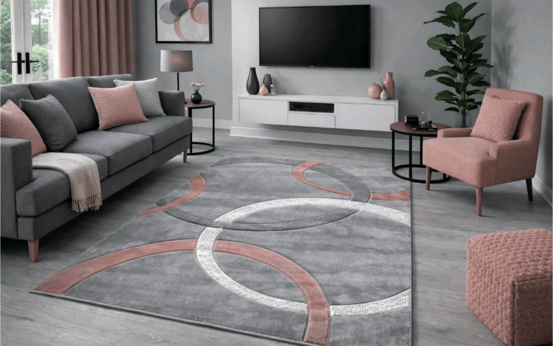 Modern Silver Rings Rug