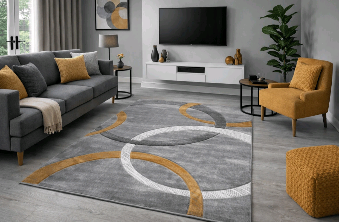 Modern Silver Rings Rug