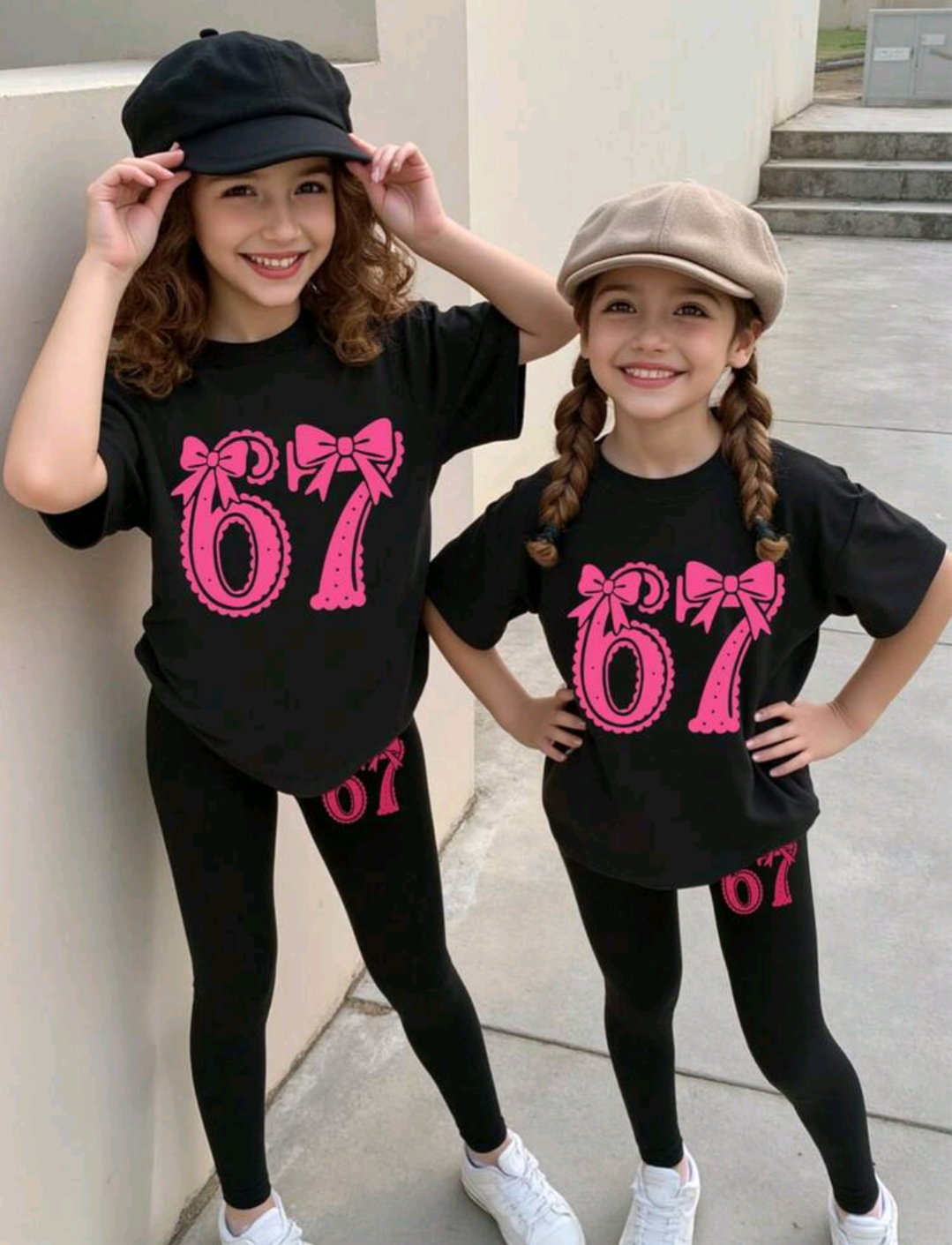 2pc Girls 6 7 Leggings and Top Set