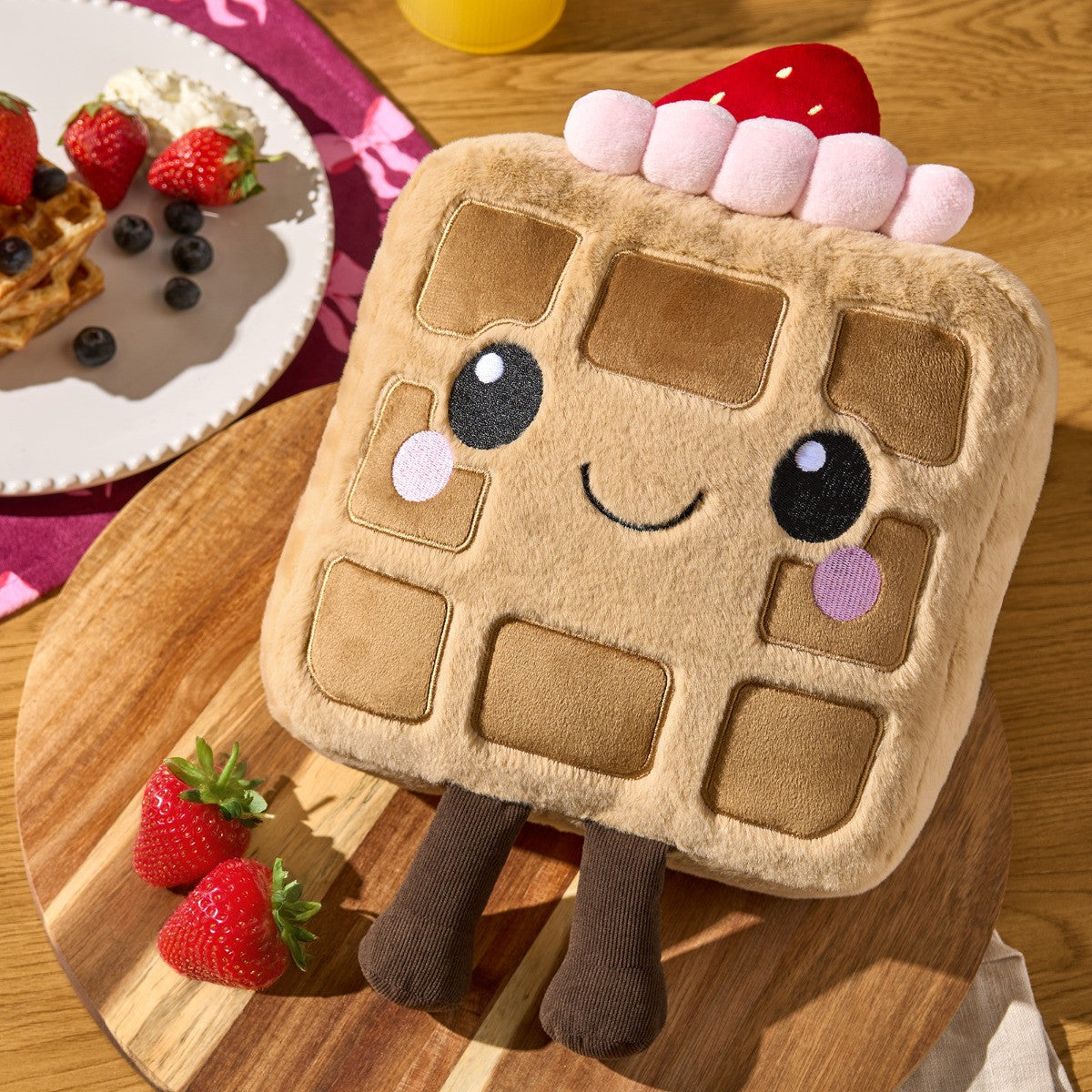 Honey The Waffle Cushion - Natural/Pink