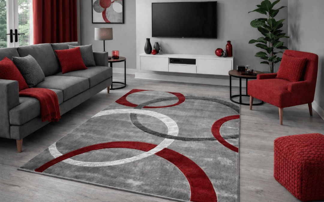 Modern Silver Rings Rug