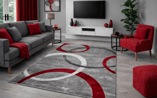 Modern Silver Rings Rug
