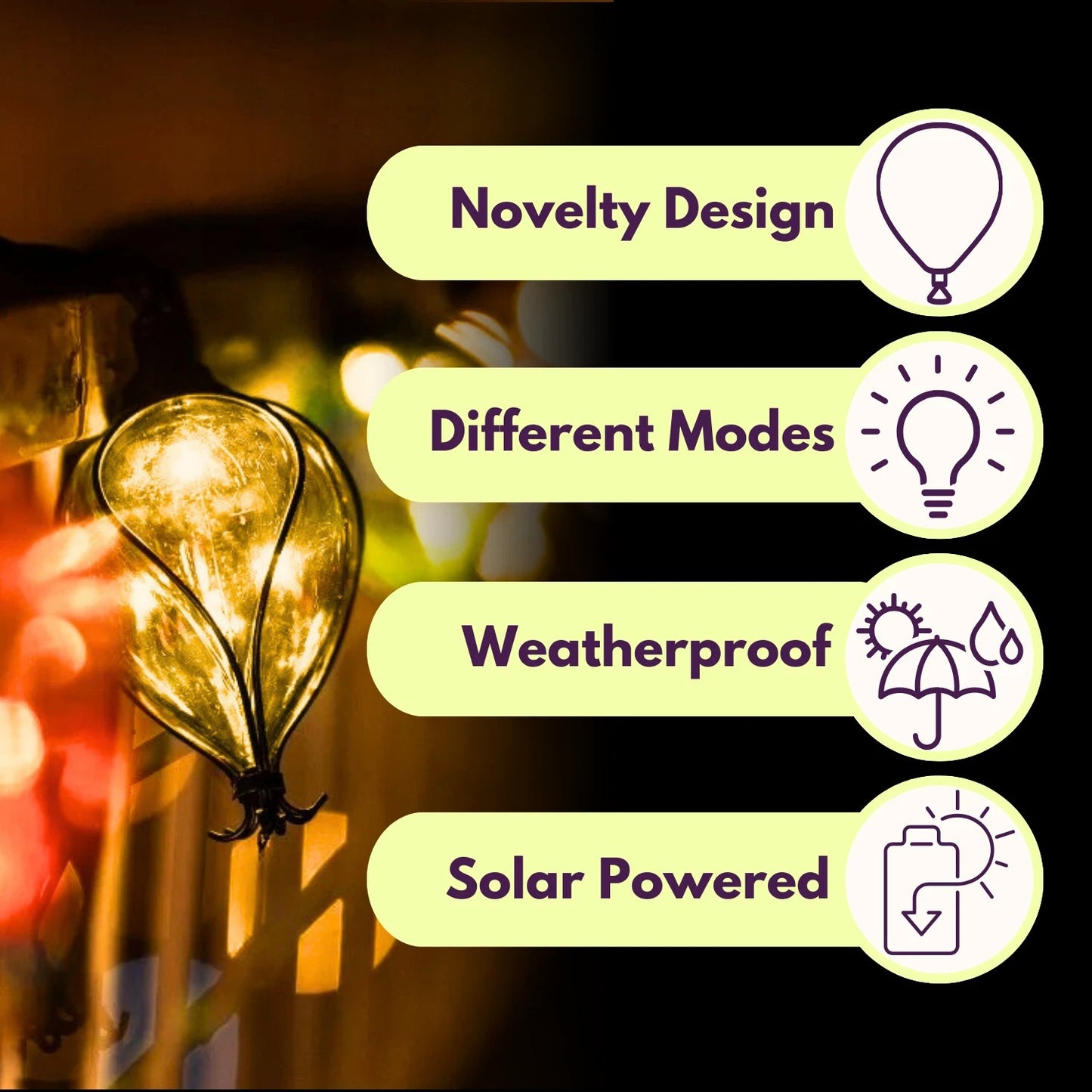 Solar String Lights Set of 10 Outdoor Garden LED 3.8m Decoration