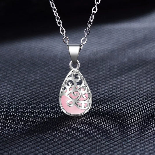 Pink or White Moonstone Pendant Necklace