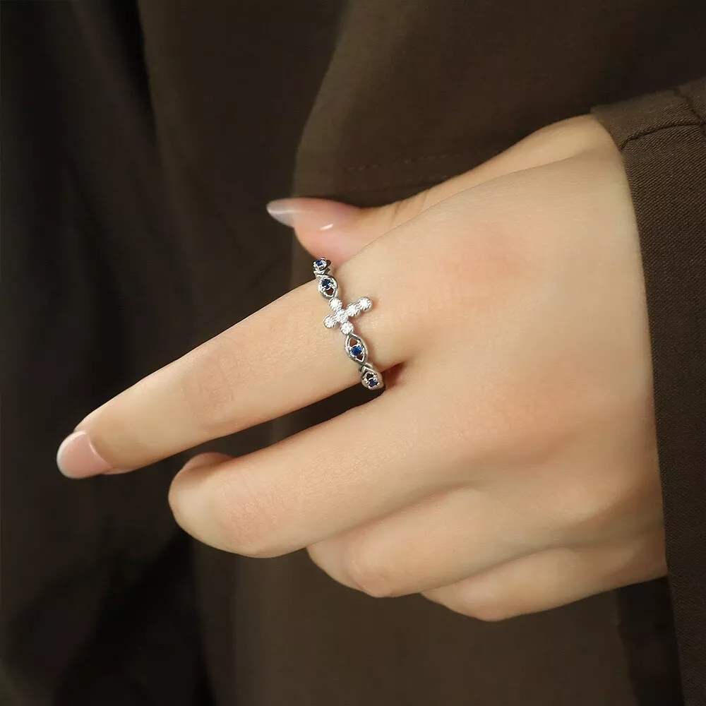 Stunning Crystal Cross Adjustable Ring