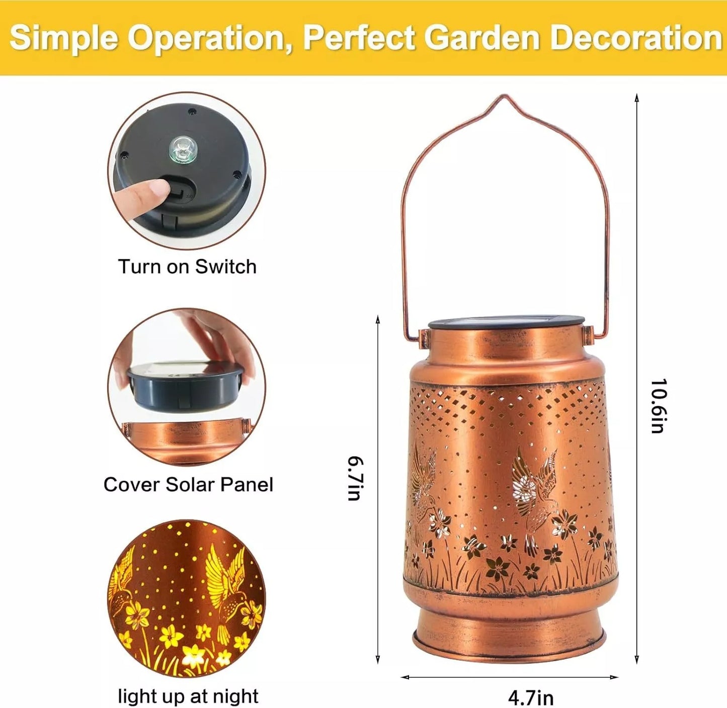 Hummingbird Metal Solar Lantern