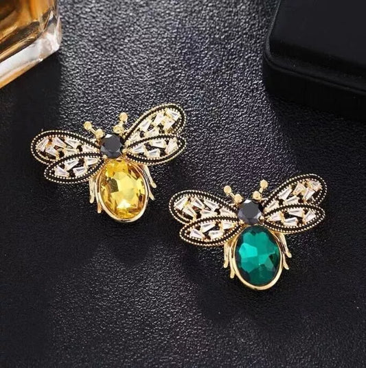 Crystal Bee Brooch Green or Yellow
