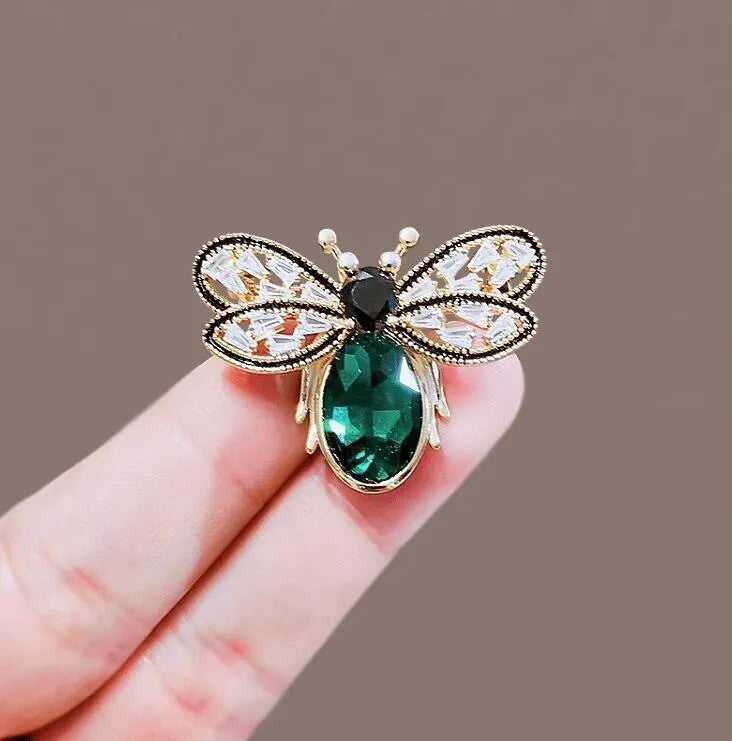 Crystal Bee Brooch Green or Yellow