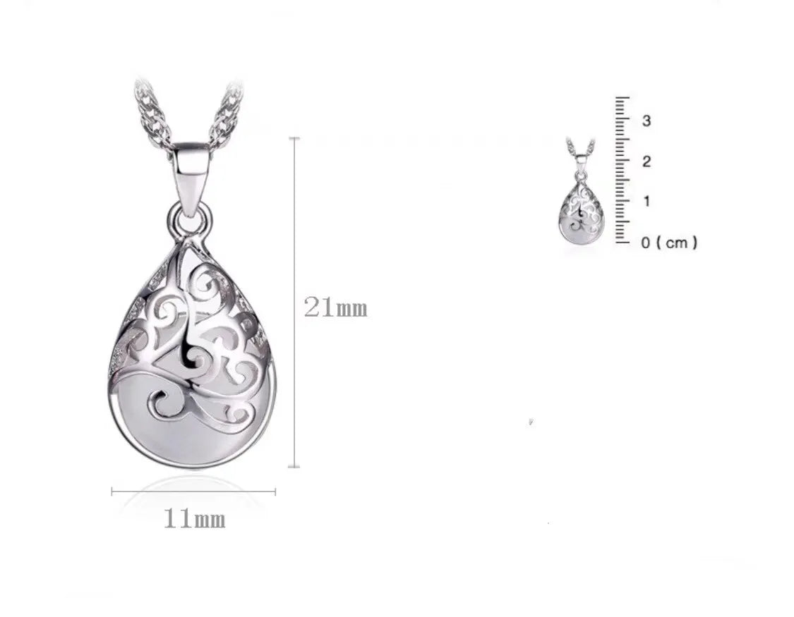 Pink or White Moonstone Pendant Necklace