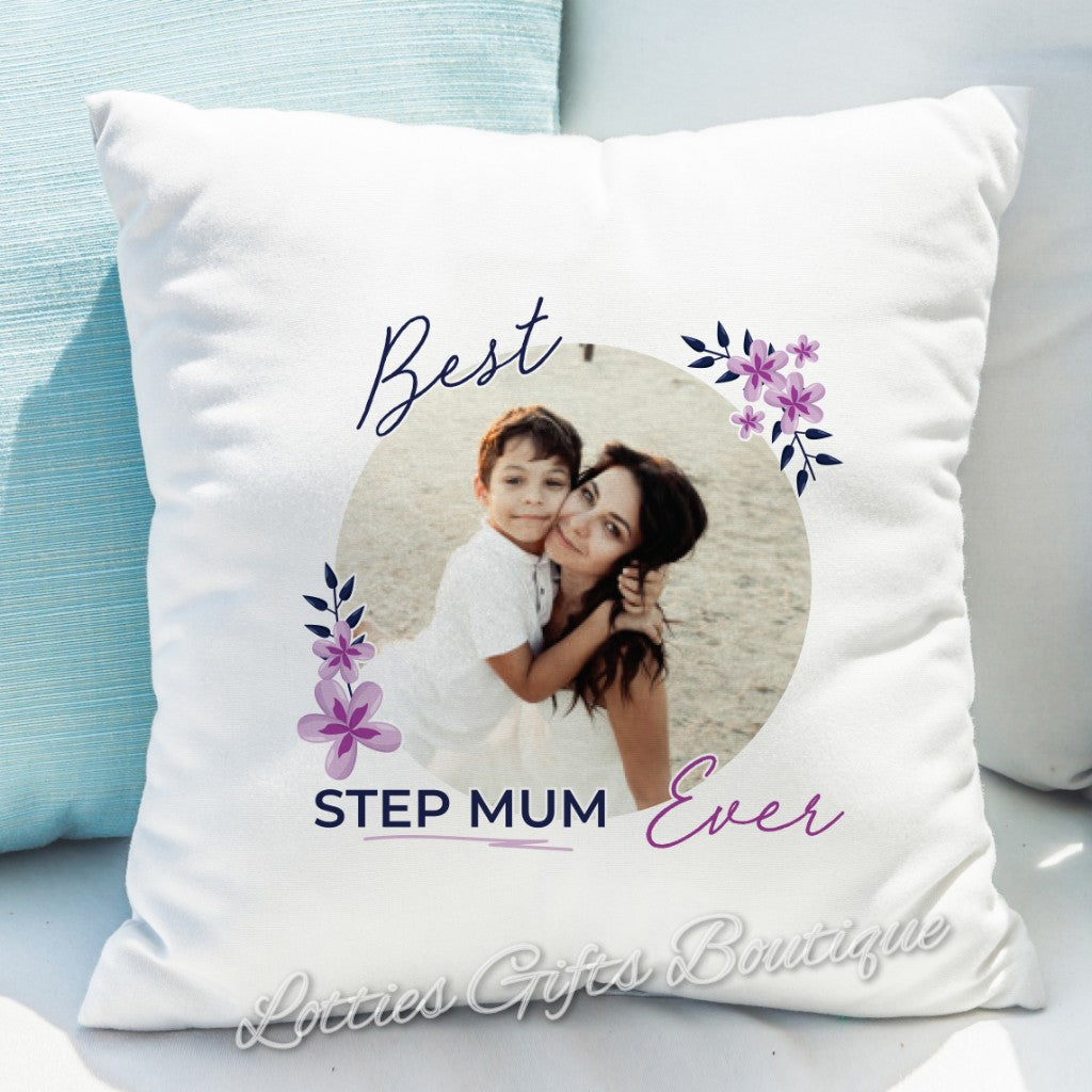 Personalised Floral Best Ever Photo Upload Cushion