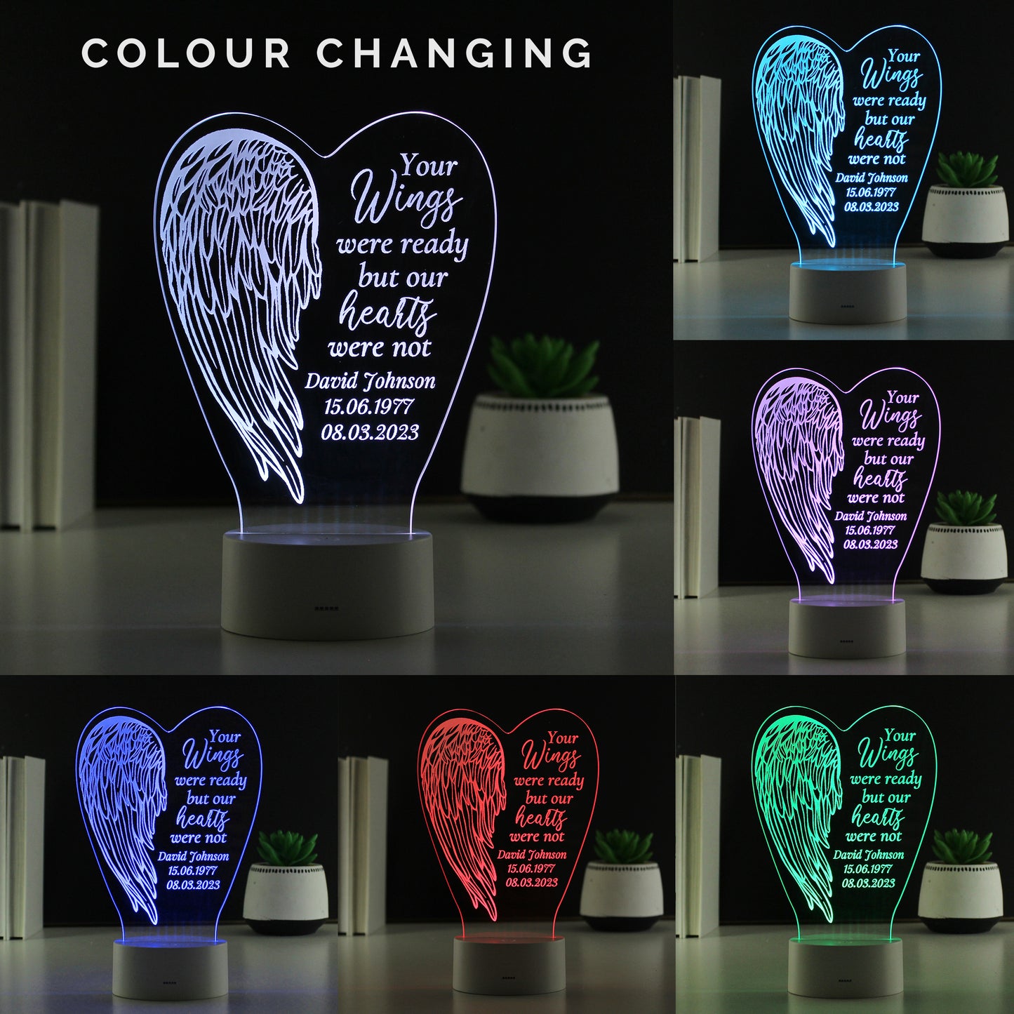Personalised Angel Wings Memorial LED Light