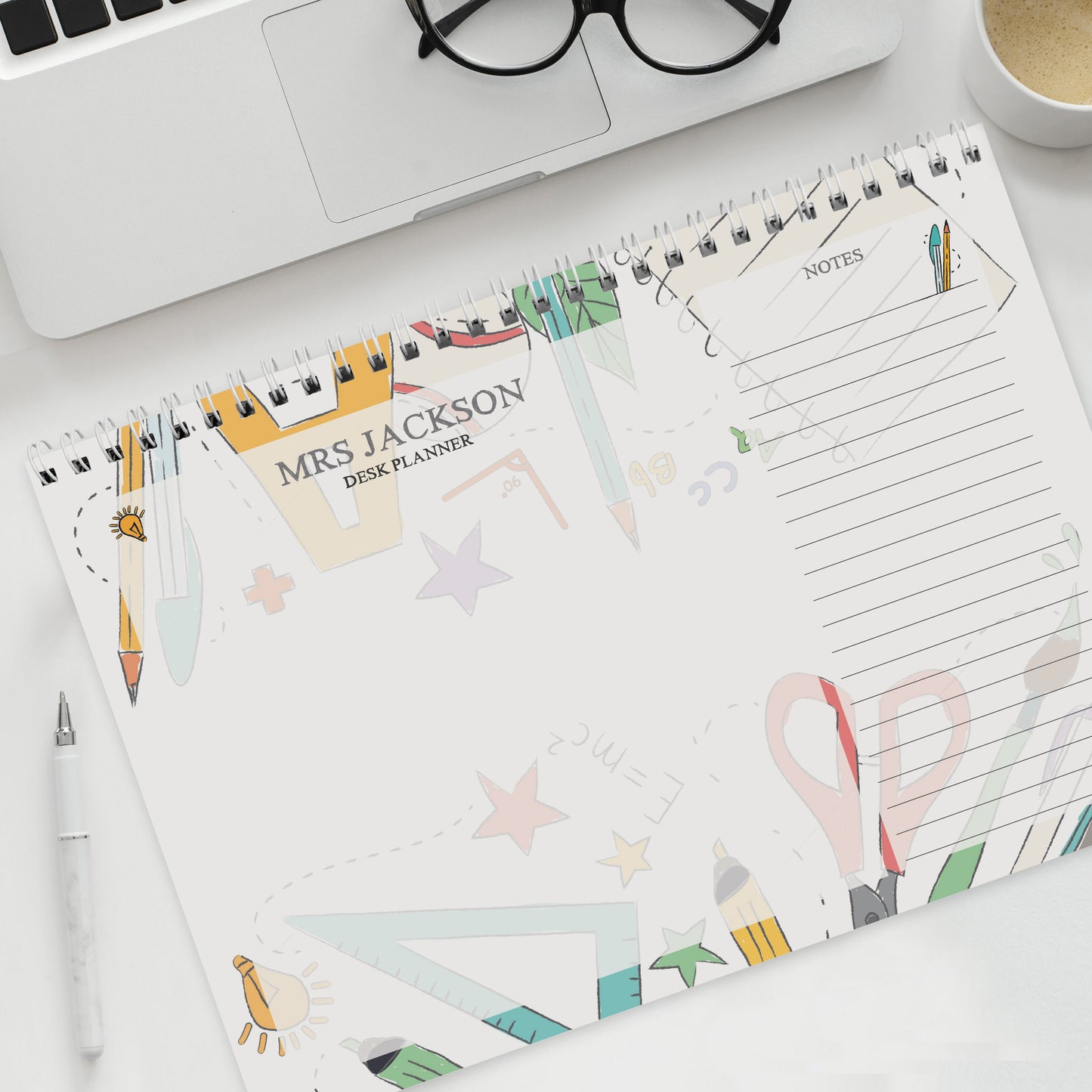 Personalised Teacher / School A4 Desk Planner