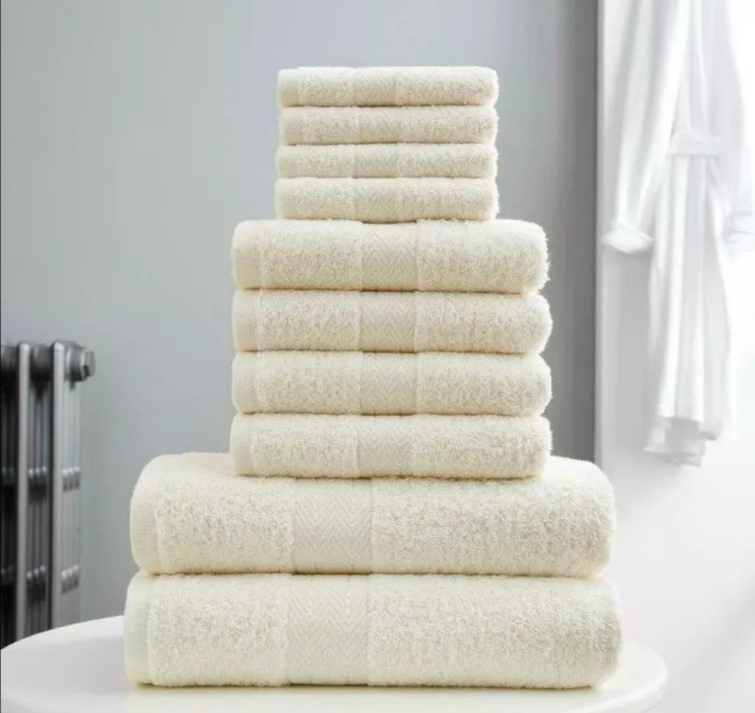 10 Pc Towel Bale Set 100% Combed Cotton