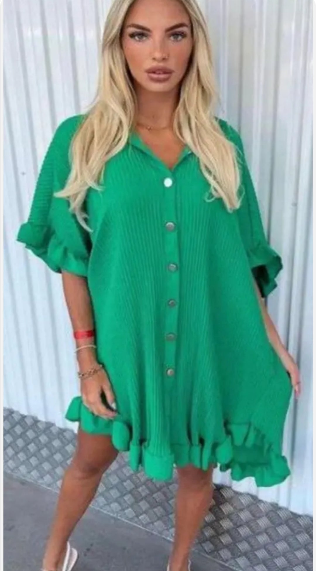 Womens Short Mini Smock Dress Ladies Pleated Peplum Frill Collared Shirt Top