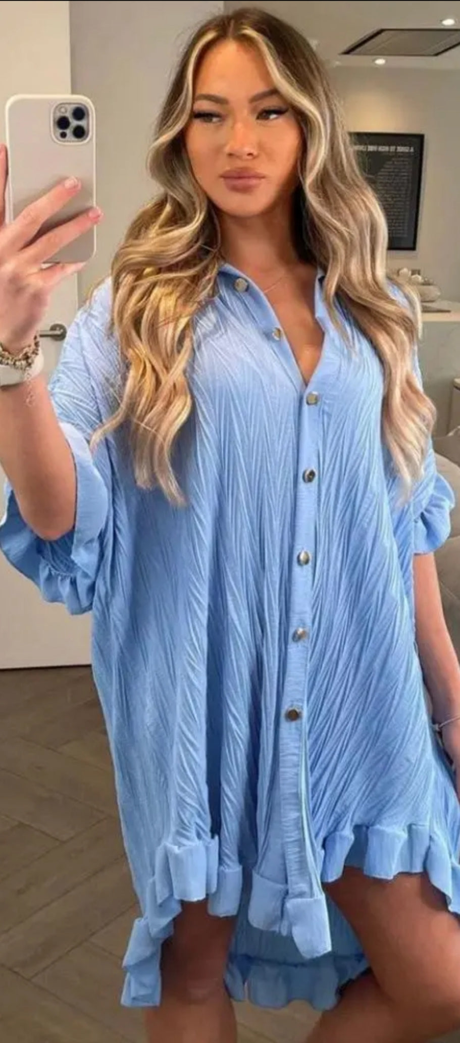 Womens Short Mini Smock Dress Ladies Pleated Peplum Frill Collared Shirt Top