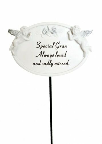 White & Silver Twin Cherub Memorial Stake