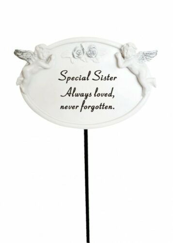 White & Silver Twin Cherub Memorial Stake