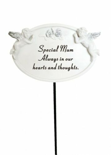 White & Silver Twin Cherub Memorial Stake