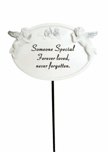 White & Silver Twin Cherub Memorial Stake
