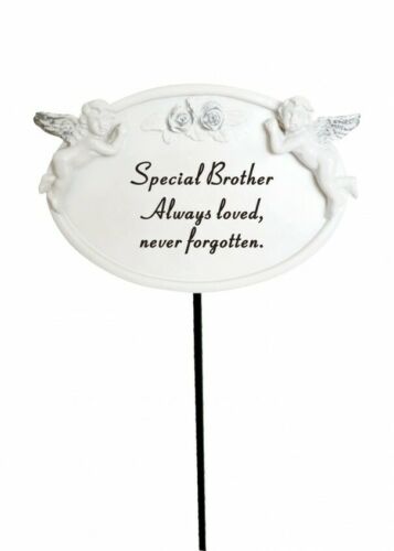 White & Silver Twin Cherub Memorial Stake