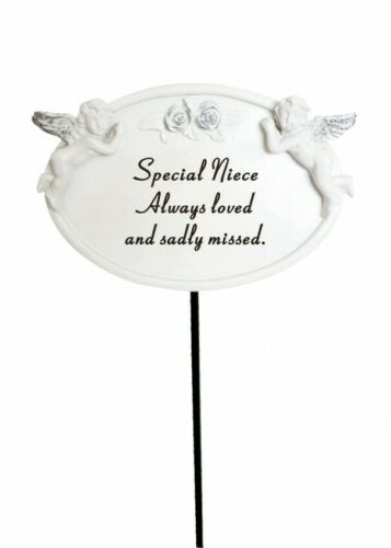 White & Silver Twin Cherub Memorial Stake