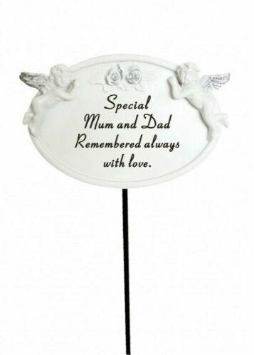 White & Silver Twin Cherub Memorial Stake