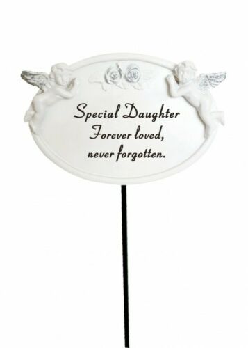 White & Silver Twin Cherub Memorial Stake
