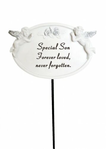 White & Silver Twin Cherub Memorial Stake