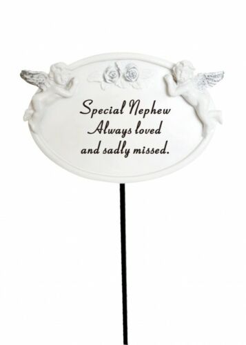 White & Silver Twin Cherub Memorial Stake